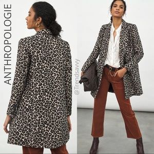 ANTHROPOLOGIE Longline Leopard Blazer Jacket Top